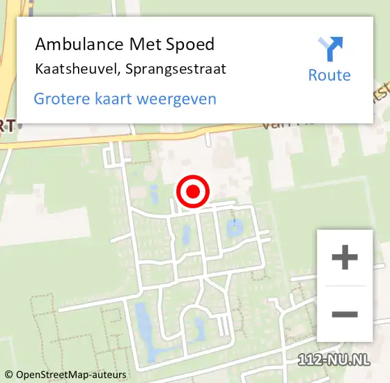 Locatie op kaart van de 112 melding: Ambulance Met Spoed Naar Kaatsheuvel, Sprangsestraat op 2 december 2017 00:58