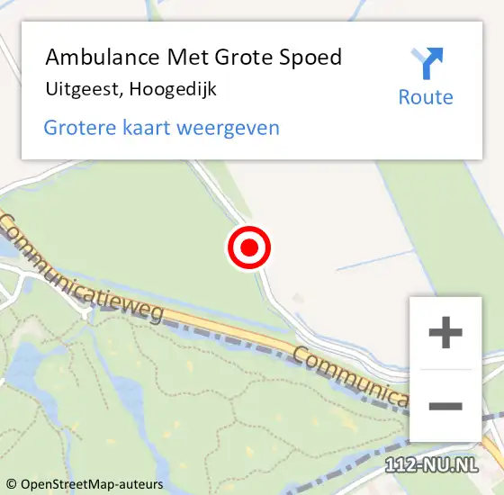 Locatie op kaart van de 112 melding: Ambulance Met Grote Spoed Naar Uitgeest, Hoogedijk op 8 februari 2014 13:00