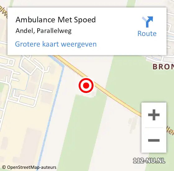 Locatie op kaart van de 112 melding: Ambulance Met Spoed Naar Andel, Parallelweg op 2 december 2017 02:58