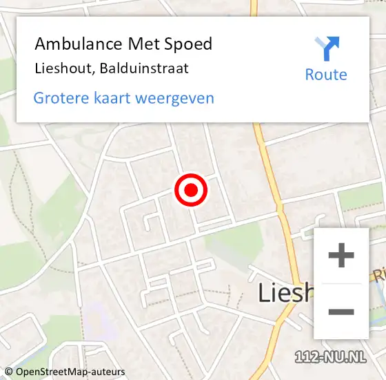 Locatie op kaart van de 112 melding: Ambulance Met Spoed Naar Lieshout, Balduinstraat op 2 december 2017 03:24