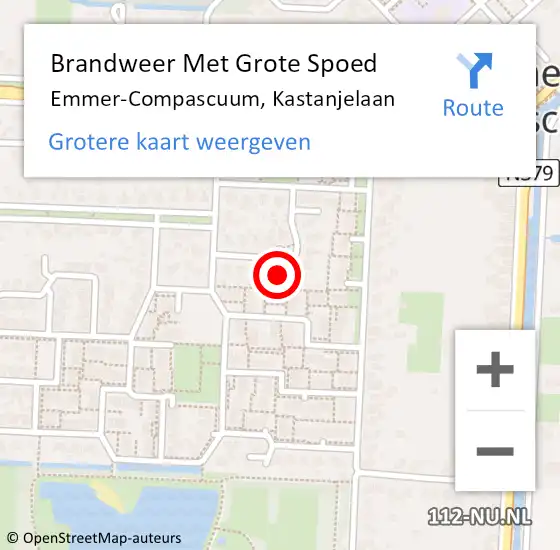 Locatie op kaart van de 112 melding: Brandweer Met Grote Spoed Naar Emmer-Compascuum, Kastanjelaan op 2 december 2017 05:47