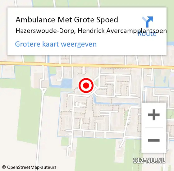 Locatie op kaart van de 112 melding: Ambulance Met Grote Spoed Naar Hazerswoude-Dorp, Hendrick Avercampplantsoen op 2 december 2017 06:28