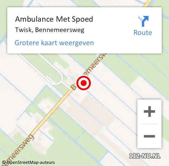 Locatie op kaart van de 112 melding: Ambulance Met Spoed Naar Twisk, Bennemeersweg op 2 december 2017 07:02