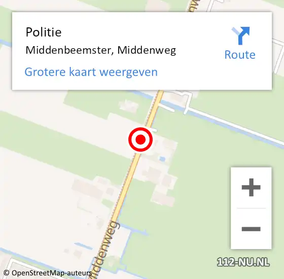 Locatie op kaart van de 112 melding: Politie Middenbeemster, Middenweg op 2 december 2017 07:20