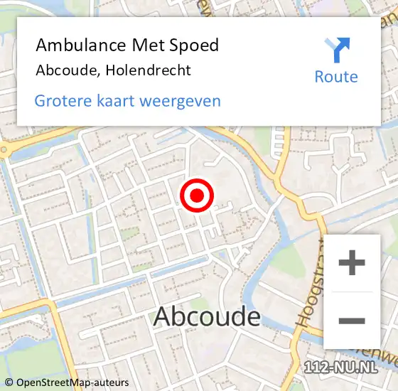 Locatie op kaart van de 112 melding: Ambulance Met Spoed Naar Abcoude, Holendrecht op 2 december 2017 07:51