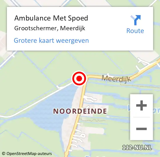 Locatie op kaart van de 112 melding: Ambulance Met Spoed Naar Grootschermer, Meerdijk op 2 december 2017 08:01