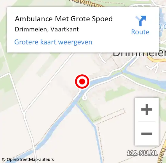 Locatie op kaart van de 112 melding: Ambulance Met Grote Spoed Naar Drimmelen, Vaartkant op 2 december 2017 08:25