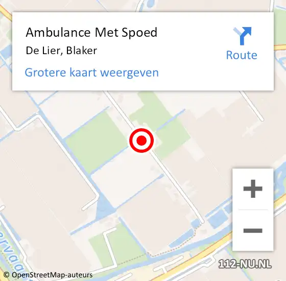 Locatie op kaart van de 112 melding: Ambulance Met Spoed Naar De Lier, Blaker op 2 december 2017 08:53