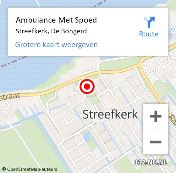 Locatie op kaart van de 112 melding: Ambulance Met Spoed Naar Streefkerk, De Bongerd op 2 december 2017 09:20