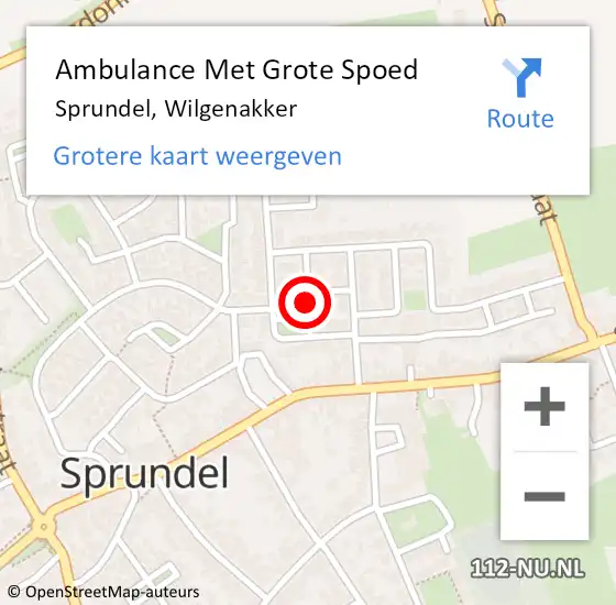 Locatie op kaart van de 112 melding: Ambulance Met Grote Spoed Naar Sprundel, Wilgenakker op 2 december 2017 09:22