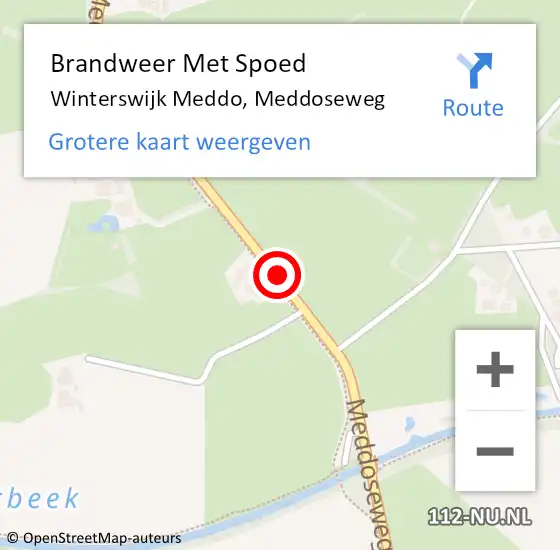 Locatie op kaart van de 112 melding: Brandweer Met Spoed Naar Winterswijk Meddo, Meddoseweg op 2 december 2017 09:35