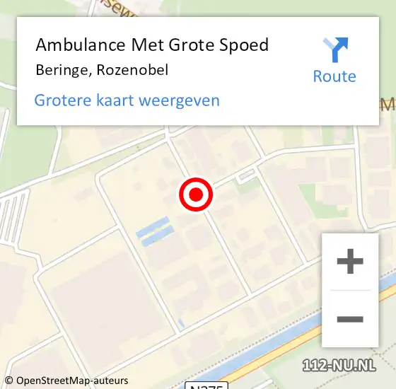 Locatie op kaart van de 112 melding: Ambulance Met Grote Spoed Naar Beringe, Rozenobel op 8 februari 2014 13:25