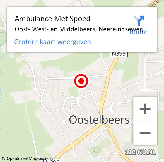 Locatie op kaart van de 112 melding: Ambulance Met Spoed Naar Oost- West- en Middelbeers, Neereindseweg op 2 december 2017 10:19