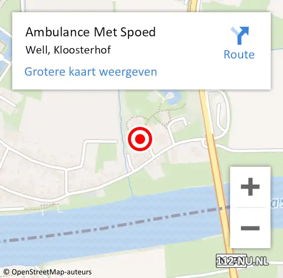 Locatie op kaart van de 112 melding: Ambulance Met Spoed Naar Well, Kloosterhof op 8 februari 2014 13:25