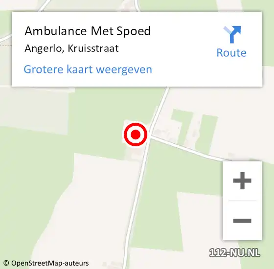 Locatie op kaart van de 112 melding: Ambulance Met Spoed Naar Angerlo, Kruisstraat op 2 december 2017 10:45