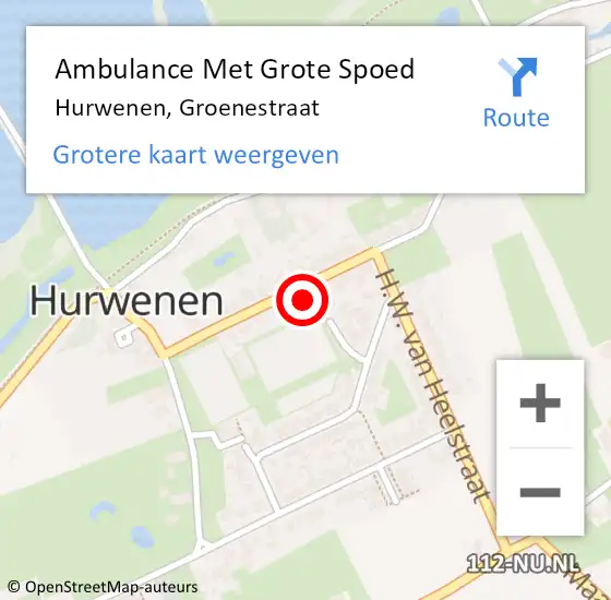 Locatie op kaart van de 112 melding: Ambulance Met Grote Spoed Naar Hurwenen, Groenestraat op 2 december 2017 10:46