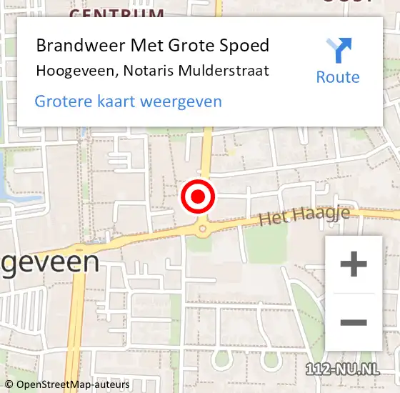 Locatie op kaart van de 112 melding: Brandweer Met Grote Spoed Naar Hoogeveen, Notaris Mulderstraat op 2 december 2017 10:56