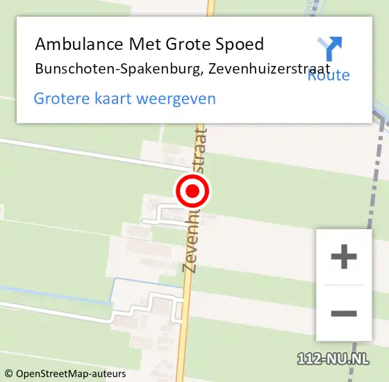 Locatie op kaart van de 112 melding: Ambulance Met Grote Spoed Naar Bunschoten-Spakenburg, Zevenhuizerstraat op 2 december 2017 11:17
