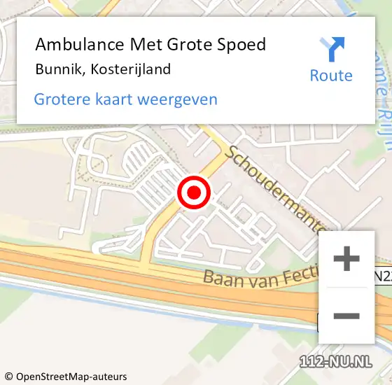 Locatie op kaart van de 112 melding: Ambulance Met Grote Spoed Naar Bunnik, Kosterijland op 2 december 2017 11:38