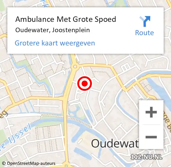 Locatie op kaart van de 112 melding: Ambulance Met Grote Spoed Naar Oudewater, Joostenplein op 2 december 2017 11:59