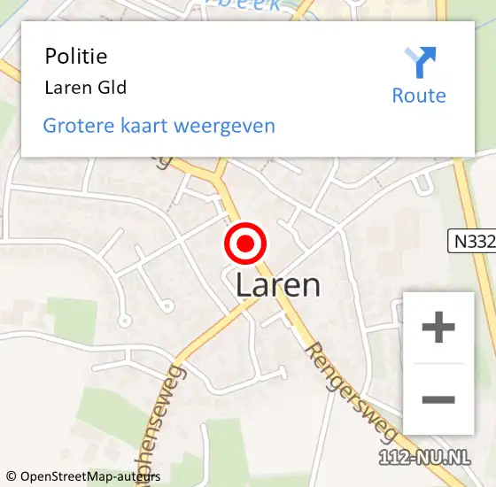 Locatie op kaart van de 112 melding: Politie Laren Gld op 2 december 2017 12:27