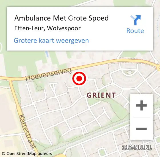 Locatie op kaart van de 112 melding: Ambulance Met Grote Spoed Naar Etten-Leur, Wolvespoor op 2 december 2017 13:34