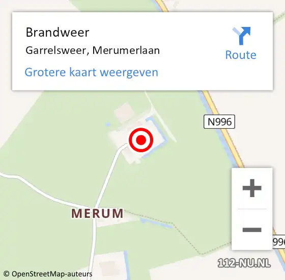 Locatie op kaart van de 112 melding: Brandweer Garrelsweer, Merumerlaan op 2 december 2017 14:17