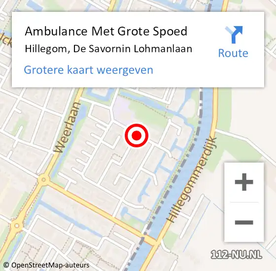 Locatie op kaart van de 112 melding: Ambulance Met Grote Spoed Naar Hillegom, De Savornin Lohmanlaan op 2 december 2017 14:40