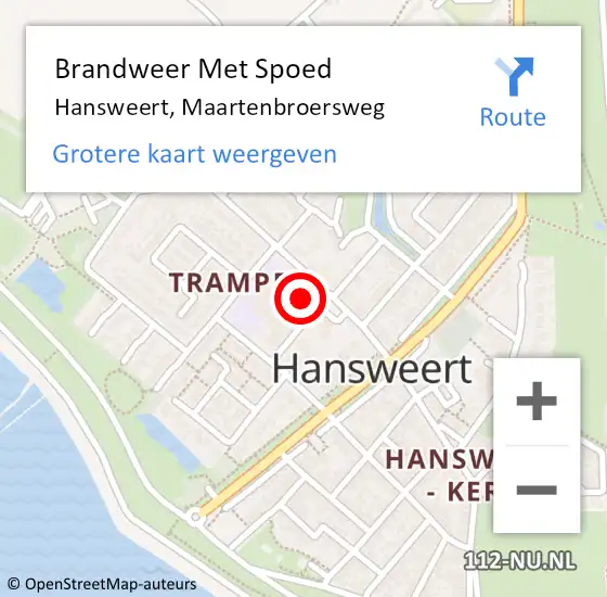 Locatie op kaart van de 112 melding: Brandweer Met Spoed Naar Hansweert, Maartenbroersweg op 2 december 2017 15:15