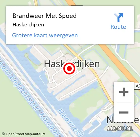 Locatie op kaart van de 112 melding: Brandweer Met Spoed Naar Haskerdijken op 2 december 2017 15:56