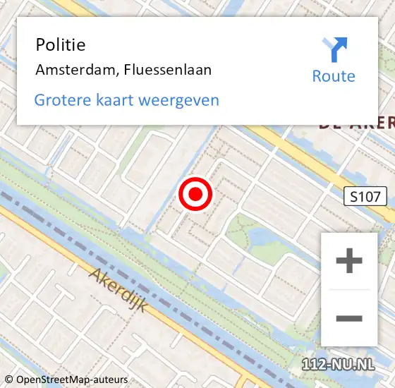 Locatie op kaart van de 112 melding: Politie Amsterdam, Fluessenlaan op 2 december 2017 16:09