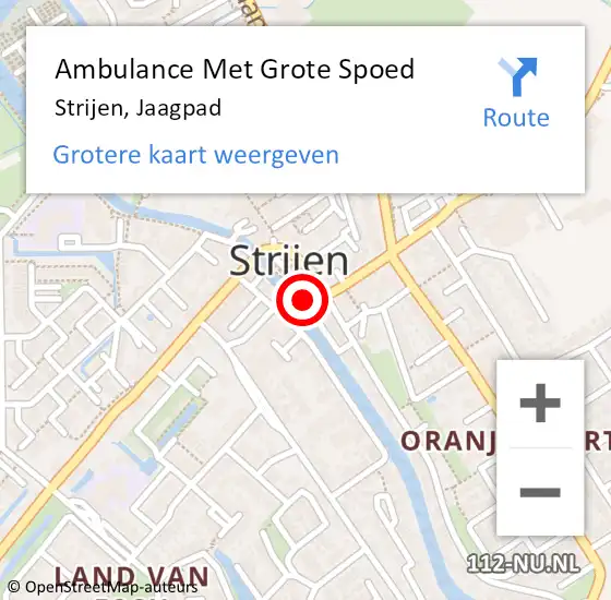 Locatie op kaart van de 112 melding: Ambulance Met Grote Spoed Naar Strijen, Jaagpad op 2 december 2017 16:49