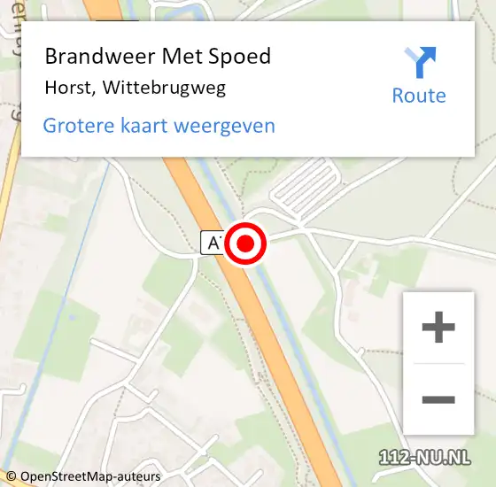 Locatie op kaart van de 112 melding: Brandweer Met Spoed Naar Horst, Wittebrugweg op 2 december 2017 17:08