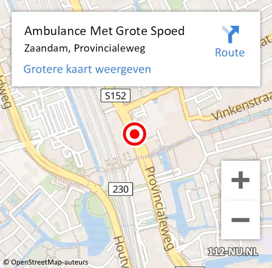 Locatie op kaart van de 112 melding: Ambulance Met Grote Spoed Naar Zaandam, Provincialeweg op 2 december 2017 17:12