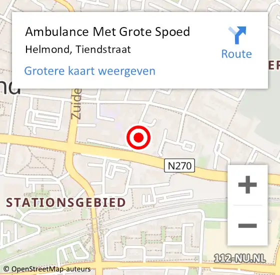 Locatie op kaart van de 112 melding: Ambulance Met Grote Spoed Naar Helmond, Tiendstraat op 2 december 2017 17:25