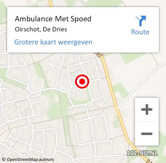 Locatie op kaart van de 112 melding: Ambulance Met Spoed Naar Oirschot, De Dries op 2 december 2017 17:27