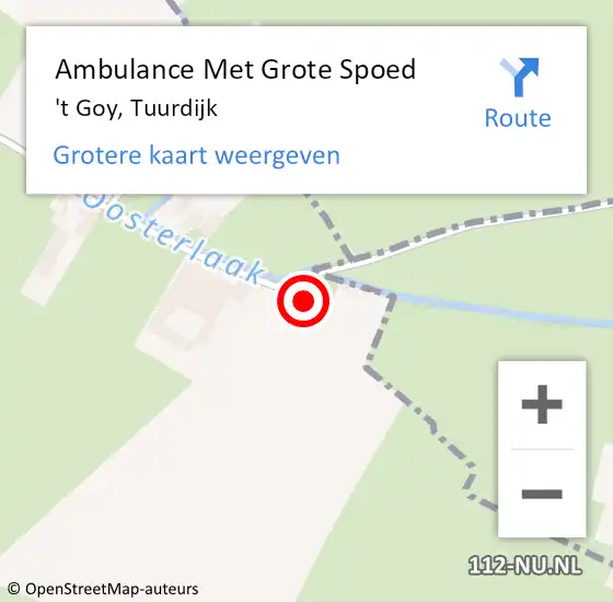 Locatie op kaart van de 112 melding: Ambulance Met Grote Spoed Naar 't Goy, Tuurdijk op 2 december 2017 17:57