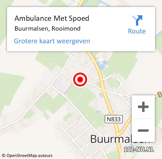 Locatie op kaart van de 112 melding: Ambulance Met Spoed Naar Buurmalsen, Rooimond op 2 december 2017 18:26