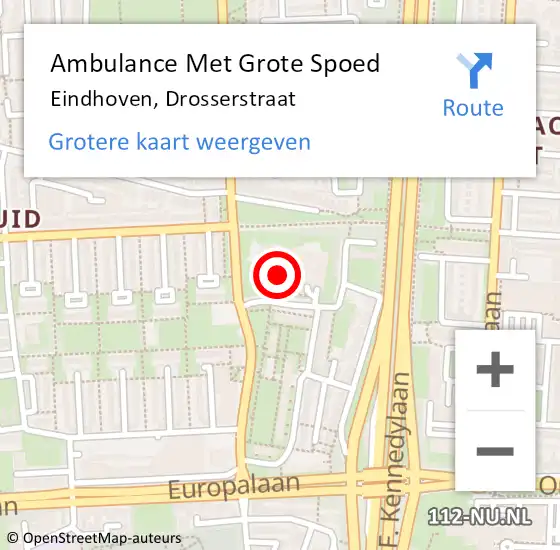 Locatie op kaart van de 112 melding: Ambulance Met Grote Spoed Naar Eindhoven, Drosserstraat op 2 december 2017 18:55
