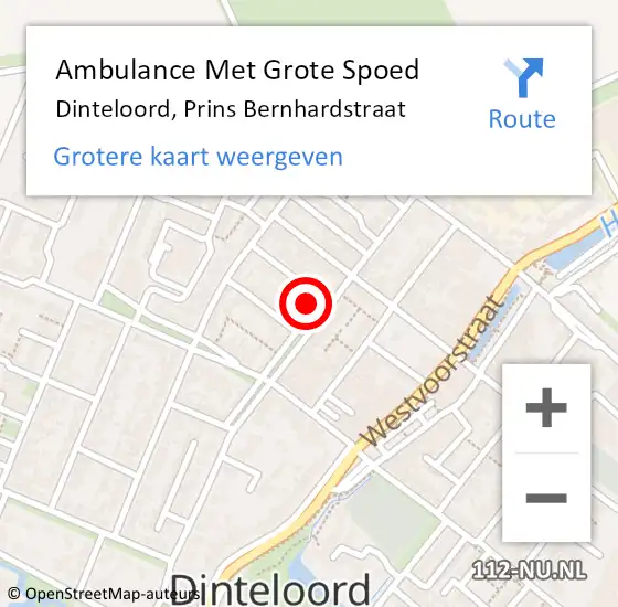 Locatie op kaart van de 112 melding: Ambulance Met Grote Spoed Naar Dinteloord, Prins Bernhardstraat op 2 december 2017 19:05