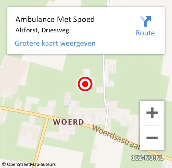 Locatie op kaart van de 112 melding: Ambulance Met Spoed Naar Altforst, Driesweg op 2 december 2017 19:07