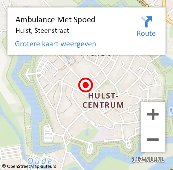 Locatie op kaart van de 112 melding: Ambulance Met Spoed Naar Hulst, Steenstraat op 2 december 2017 19:18
