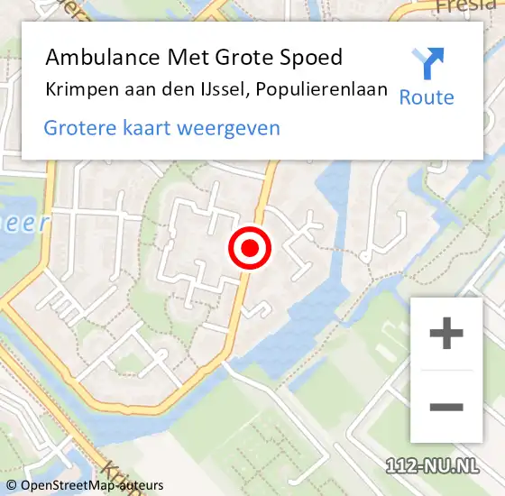 Locatie op kaart van de 112 melding: Ambulance Met Grote Spoed Naar Krimpen aan den IJssel, Populierenlaan op 2 december 2017 19:43