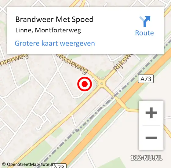 Locatie op kaart van de 112 melding: Brandweer Met Spoed Naar Linne, Montforterweg op 2 december 2017 19:48