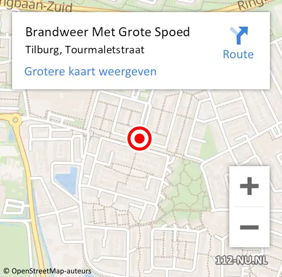 Locatie op kaart van de 112 melding: Brandweer Met Grote Spoed Naar Tilburg, Tourmaletstraat op 2 december 2017 20:26