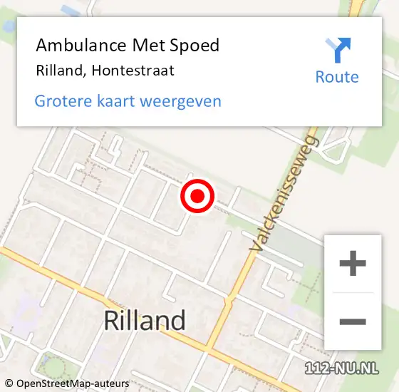 Locatie op kaart van de 112 melding: Ambulance Met Spoed Naar Rilland, Hontestraat op 2 december 2017 21:16