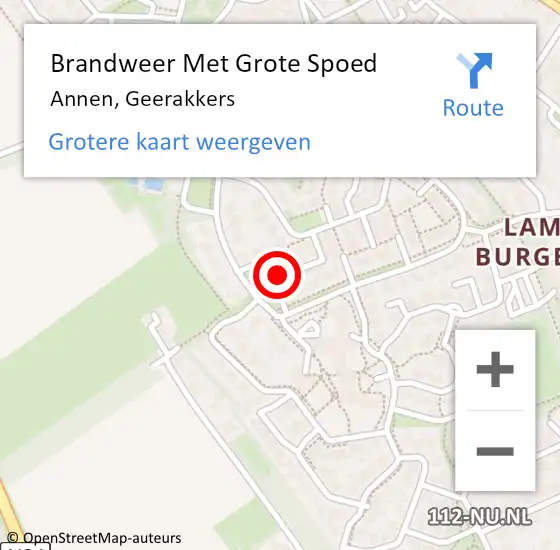 Locatie op kaart van de 112 melding: Brandweer Met Grote Spoed Naar Annen, Geerakkers op 2 december 2017 22:57