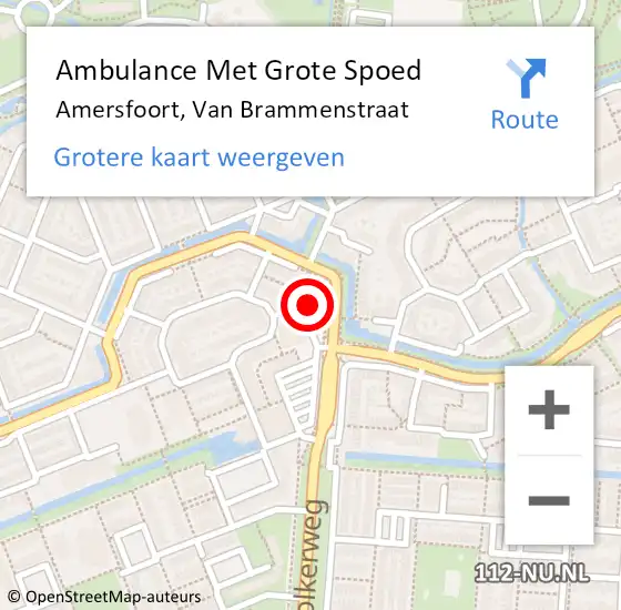 Locatie op kaart van de 112 melding: Ambulance Met Grote Spoed Naar Amersfoort, Van Brammenstraat op 2 december 2017 23:28