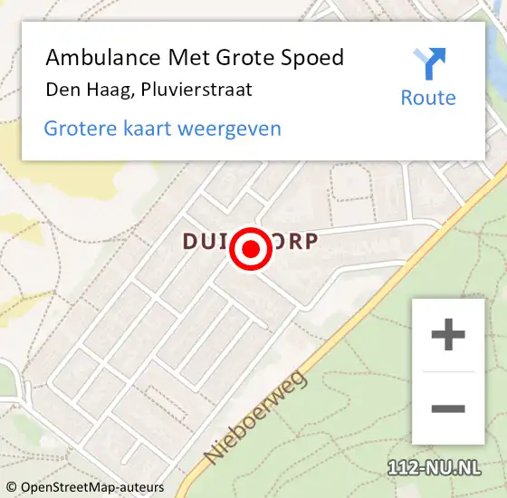 Locatie op kaart van de 112 melding: Ambulance Met Grote Spoed Naar Den Haag, Pluvierstraat op 3 december 2017 00:19