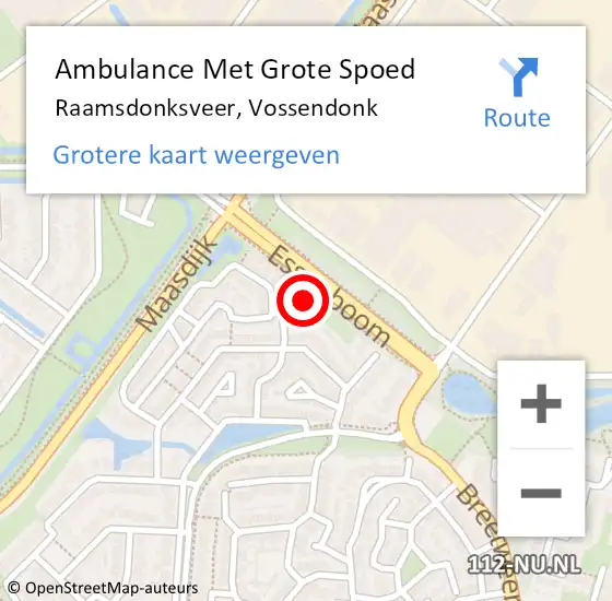 Locatie op kaart van de 112 melding: Ambulance Met Grote Spoed Naar Raamsdonksveer, Vossendonk op 3 december 2017 00:22